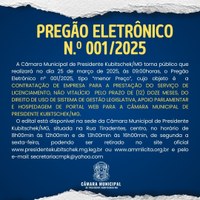 EDITAL DO PREGÃO N.º 01/2025 - Processo Licitatório: nº 08/2025 - Pregão Eletrônico: nº 01/2025.